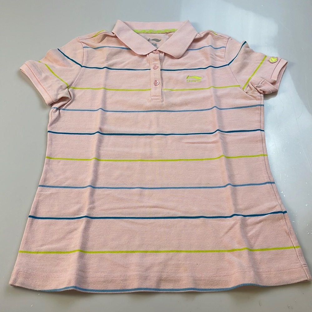 Li-ning Women Polo Shirt Button Down Stripes                             X30-07